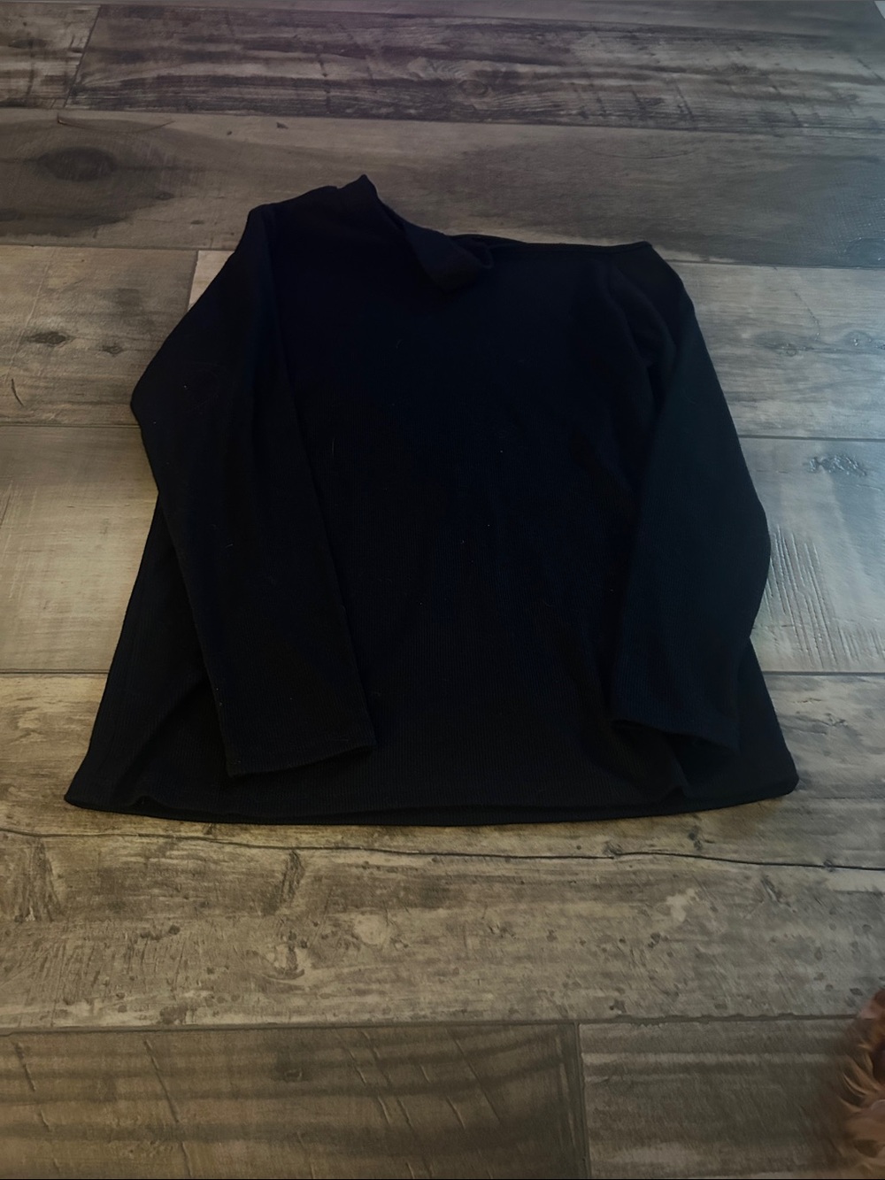 Women's Black Long-Sleeve Knit Top - off the shoulder black Large